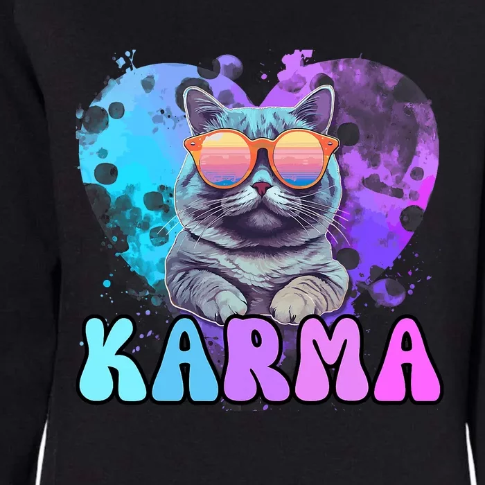 Cute Funny Cat Lover Heart Shape Karma Womens California Wash Sweatshirt