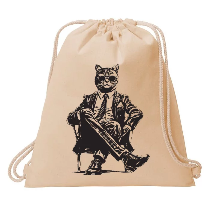 Cat Funny Cat Of Wall Street Womens TeesCat Drawstring Bag