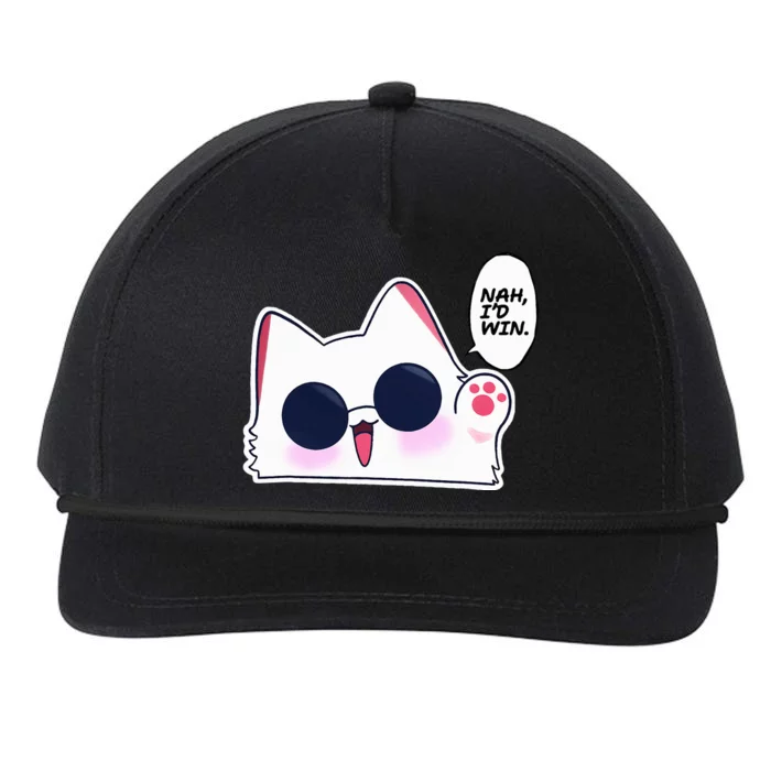 Cute Funny Cat Funny Anime Meme Nah ID Win Gojo Cat Snapback Five-Panel Rope Hat