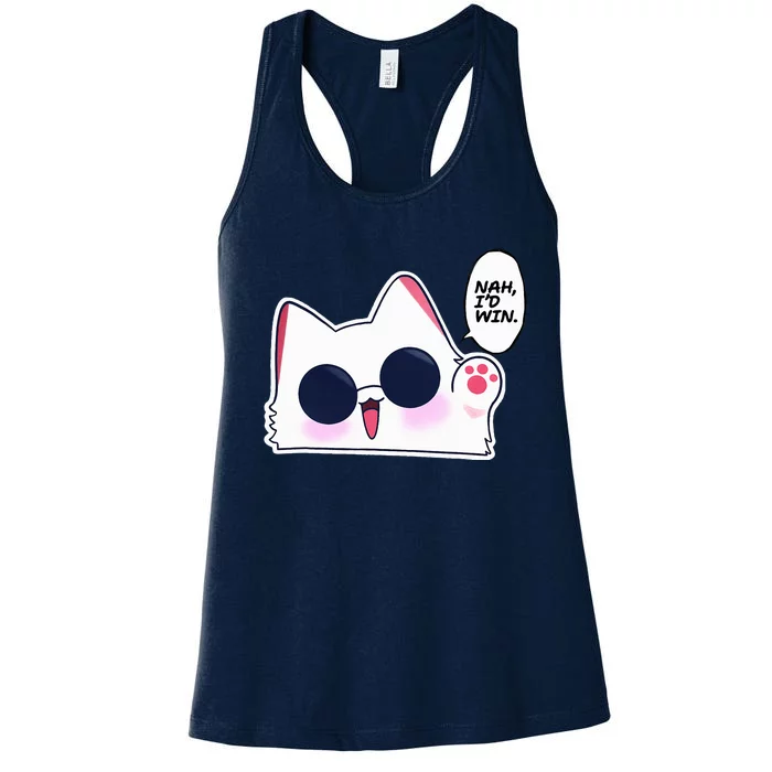 Cute Funny Cat Funny Anime Meme Nah ID Win Gojo Cat Women's Racerback Tank