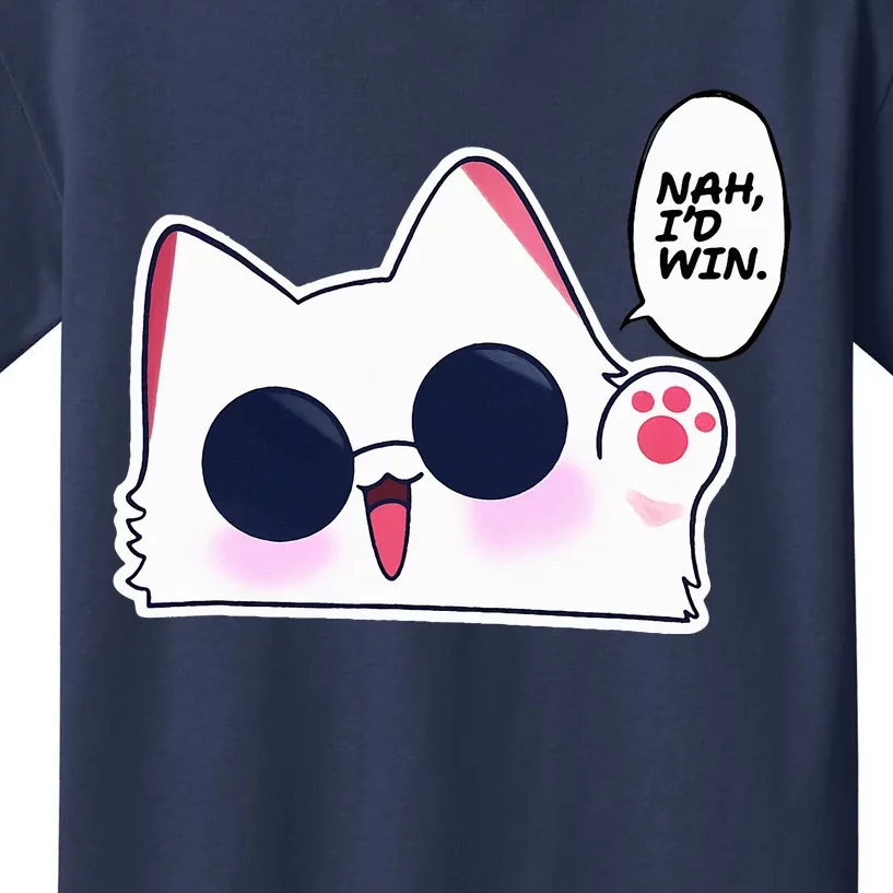 Cute Funny Cat Funny Anime Meme Nah ID Win Gojo Cat Kids T-Shirt