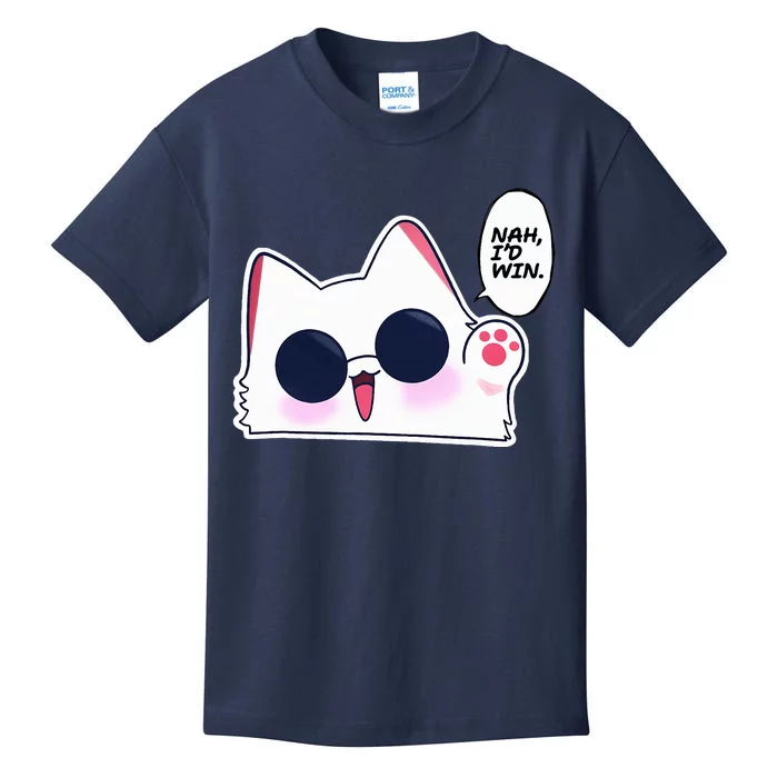 Cute Funny Cat Funny Anime Meme Nah ID Win Gojo Cat Kids T-Shirt