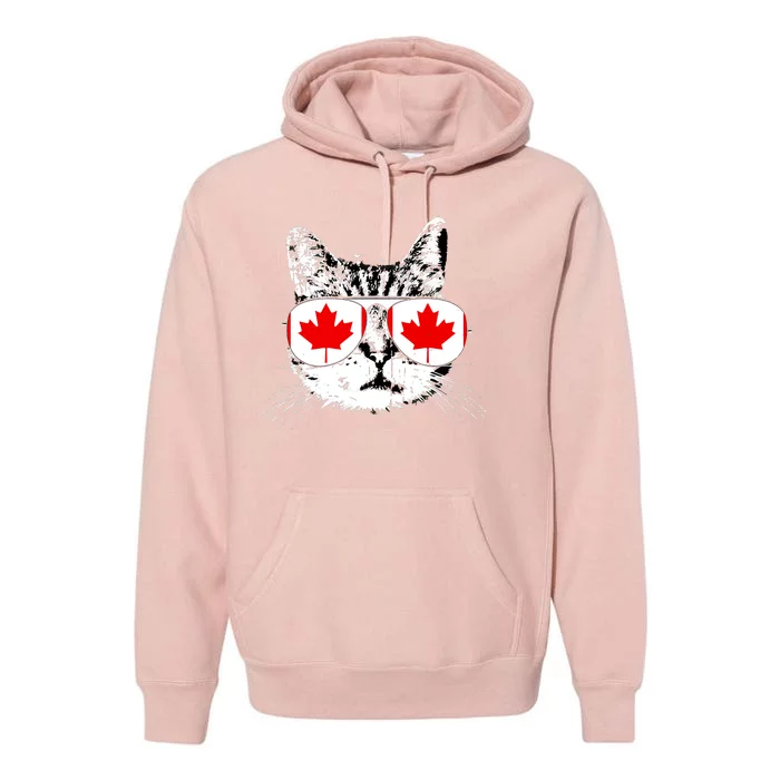 Canada Flag Canadian Cat Sunglasses Funny Women Premium Hoodie