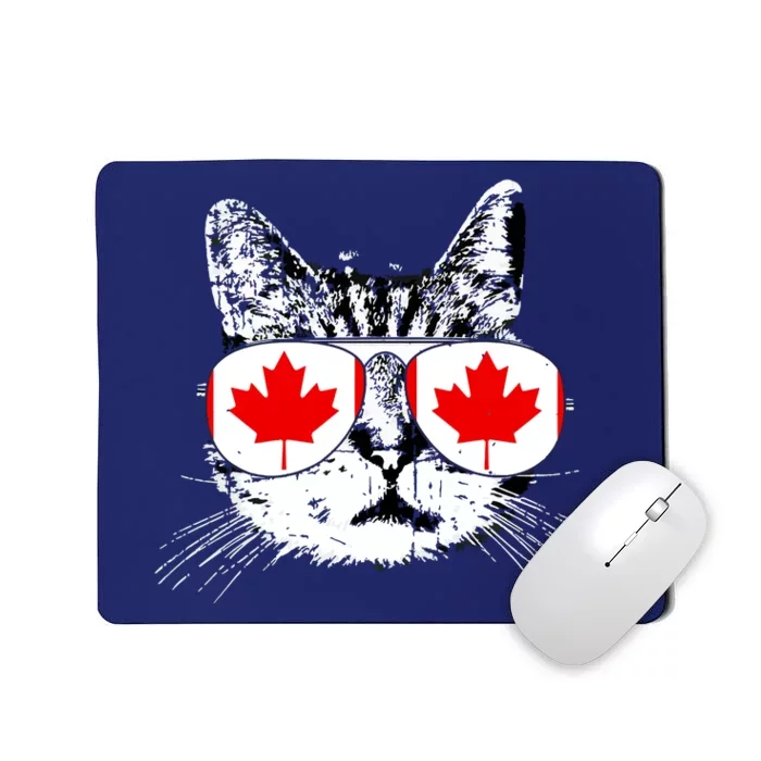 Canada Flag Canadian Cat Sunglasses Funny Women Mousepad