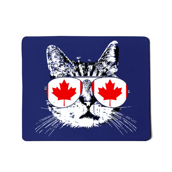 Canada Flag Canadian Cat Sunglasses Funny Women Mousepad