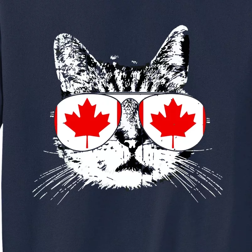 Canada Flag Canadian Cat Sunglasses Funny Women Tall Sweatshirt