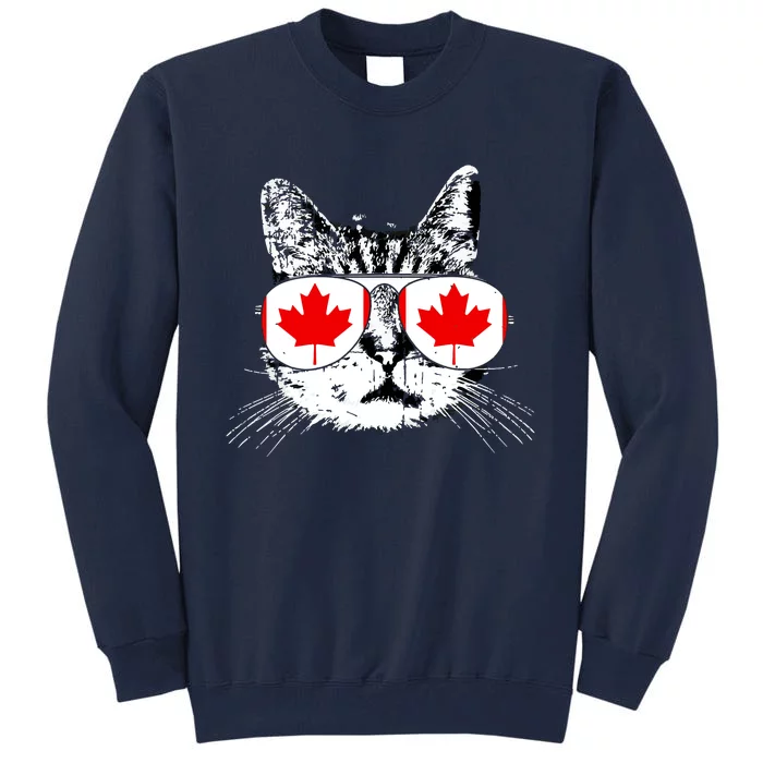 Canada Flag Canadian Cat Sunglasses Funny Women Tall Sweatshirt