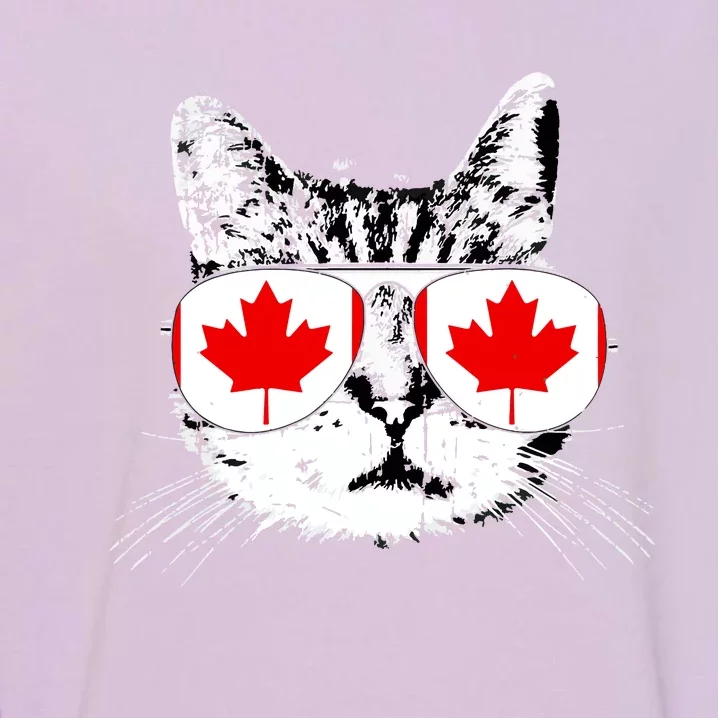 Canada Flag Canadian Cat Sunglasses Funny Women Garment-Dyed Sweatshirt