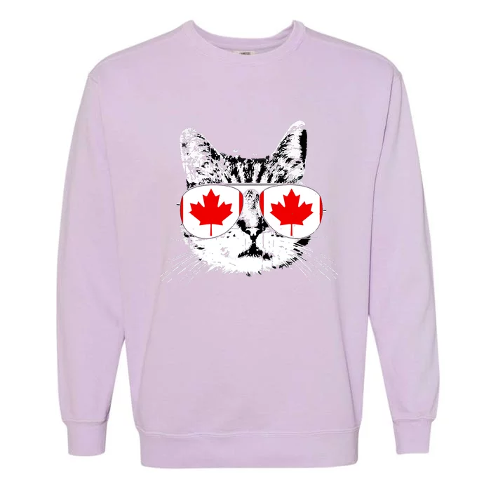 Canada Flag Canadian Cat Sunglasses Funny Women Garment-Dyed Sweatshirt