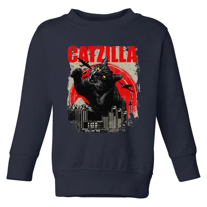 Catzilla Funny Cat Lover Kitten Kitty Short Sleeve Small Toddler Sweatshirt