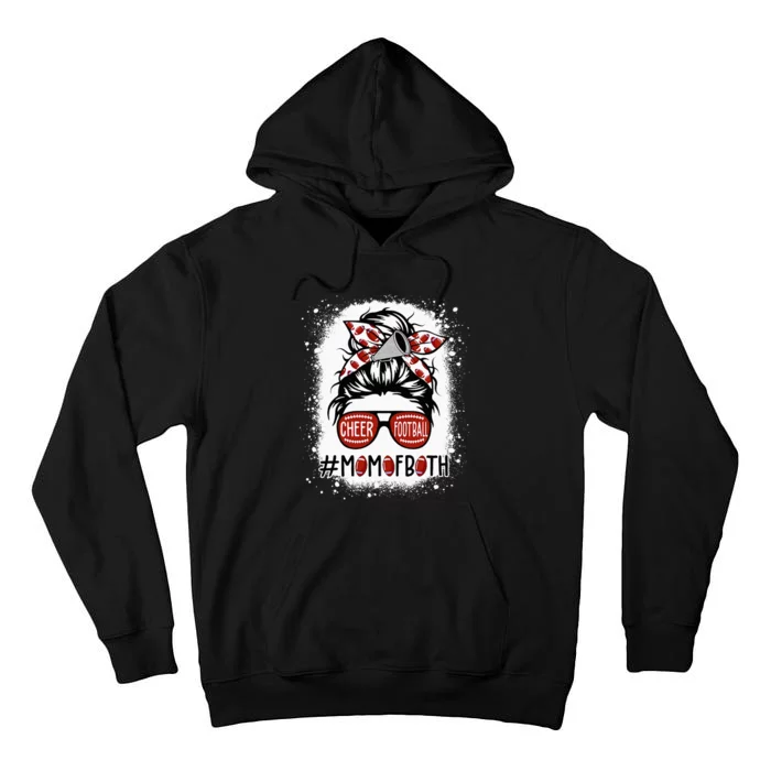 Cheer Football Cheerleading Mom Of Both Messy Hair Bun Tall Hoodie