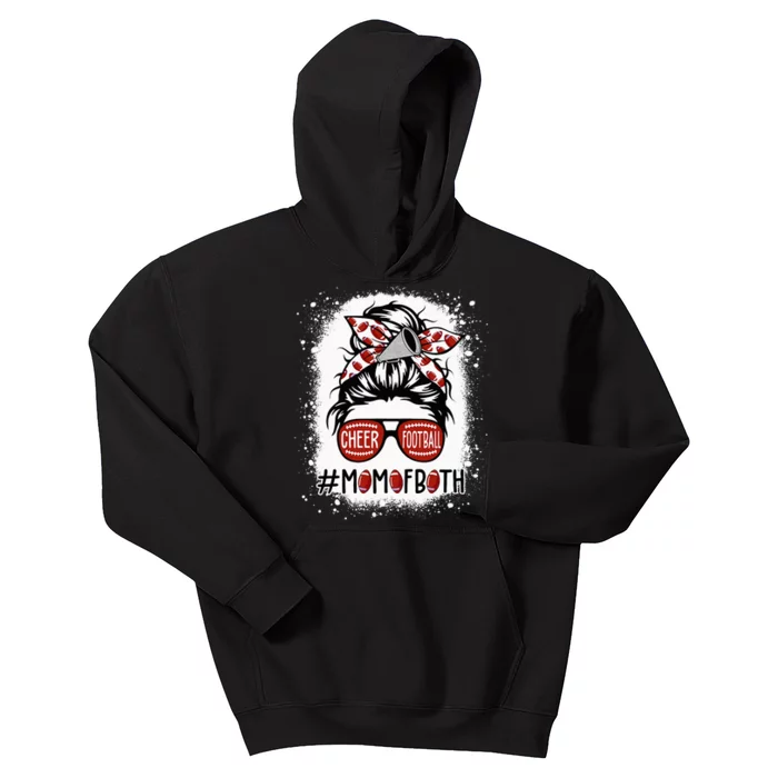 Cheer Football Cheerleading Mom Of Both Messy Hair Bun Kids Hoodie