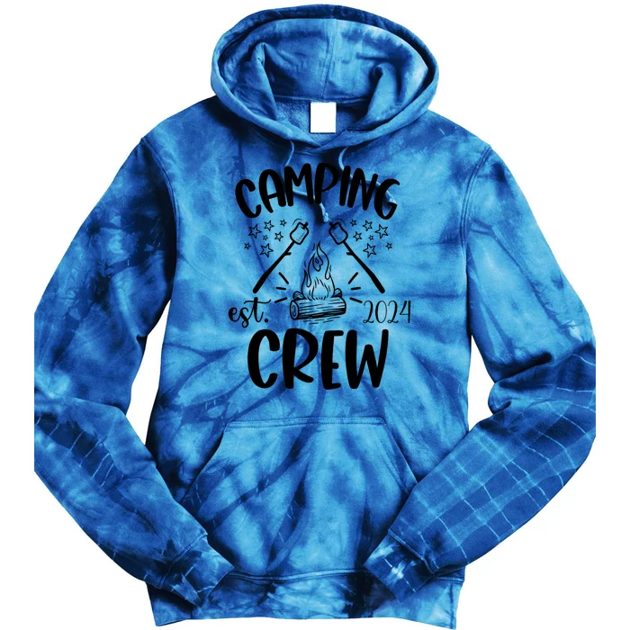 Crew Family Camping Trip Campfire Camping 2024 Gift Tie Dye Hoodie