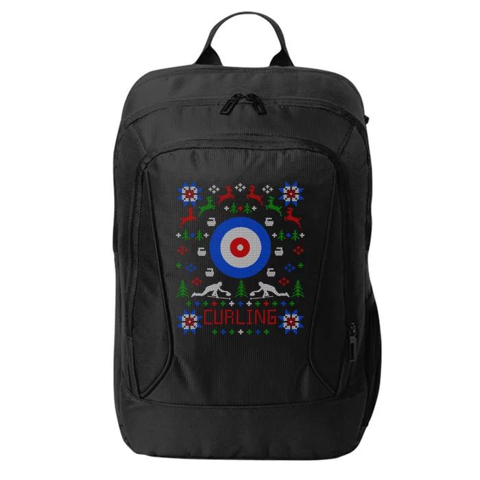 Curling Fan Christmas Ugly Christmas Sweater Curler Gift City Backpack