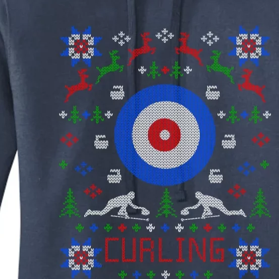 Curling Fan Christmas Ugly Christmas Sweater Curler Gift Women's Pullover Hoodie