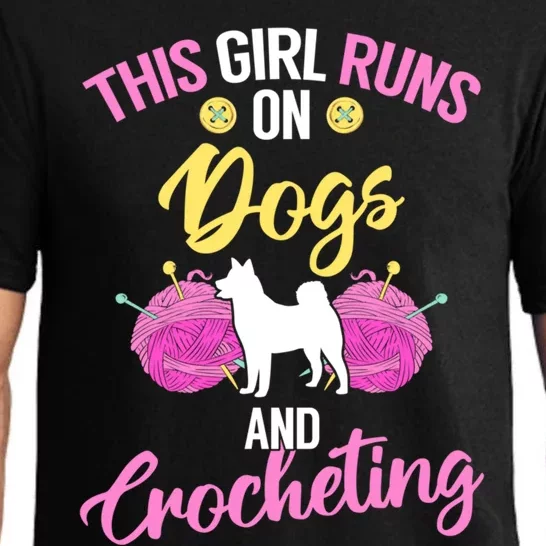 Crocheter Funny Crochet Runs On Dogs And Crocheting Gift Pajama Set