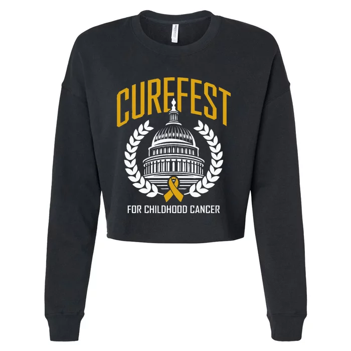 Curefest For Childhood Cancer 2024 In September We Wear Gold Cropped Pullover Crew