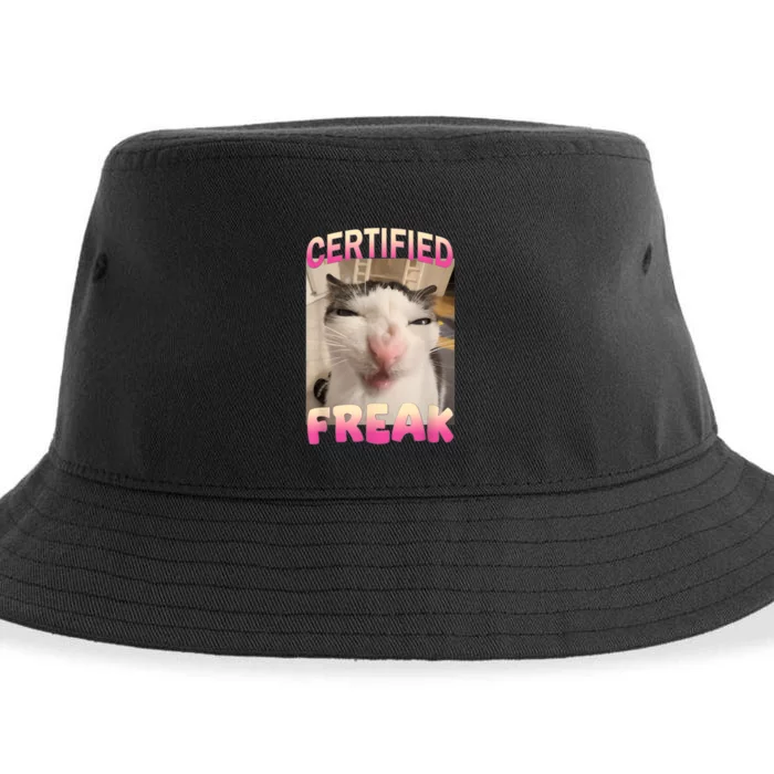 Certified Freak Cat Meme Offensive Memes Funny Cat Love Sustainable Bucket Hat