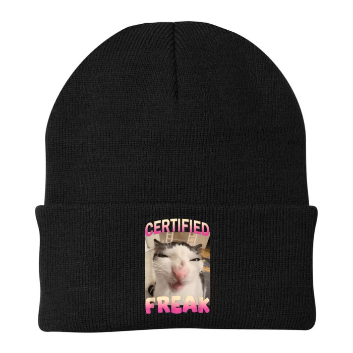 Certified Freak Cat Meme Offensive Memes Funny Cat Love Knit Cap Winter Beanie