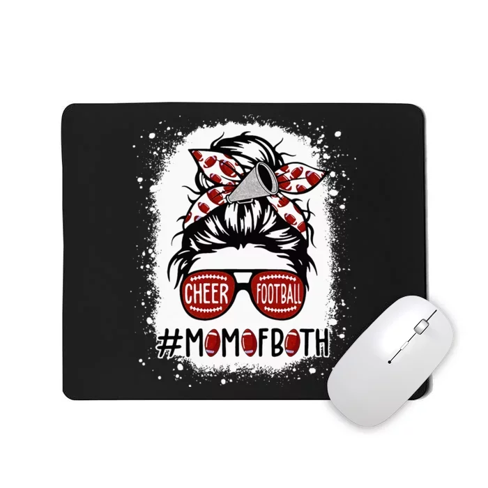 Cheer Football Cheerleading Mom Of Both Messy Hair Bun Mousepad