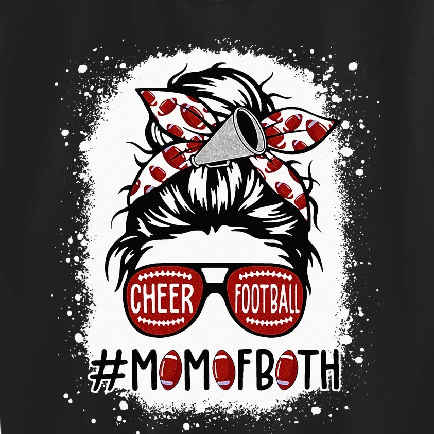 Cheer Football Cheerleading Mom Of Both Messy Hair Bun Kids Sweatshirt