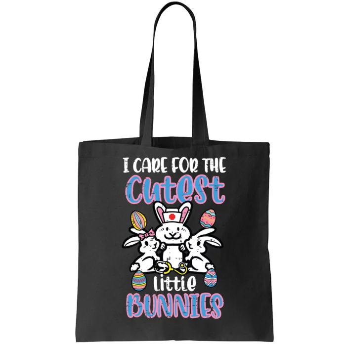 Care For Cutest Little Bunnies Easter Nurse Scrub Top Women Tote Bag