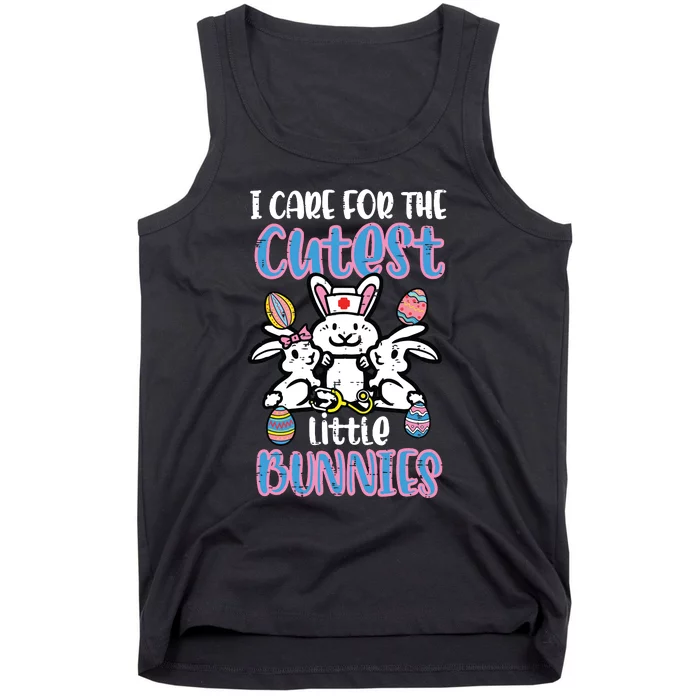 Care For Cutest Little Bunnies Easter Nurse Scrub Top Women Tank Top