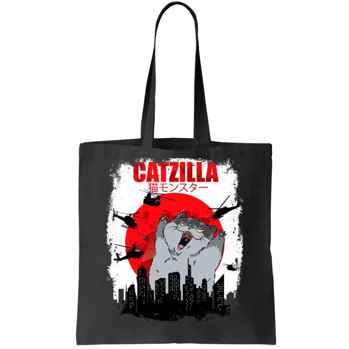 Catzilla Funny Cat Graphic Vintage For Cat Lover Tote Bag