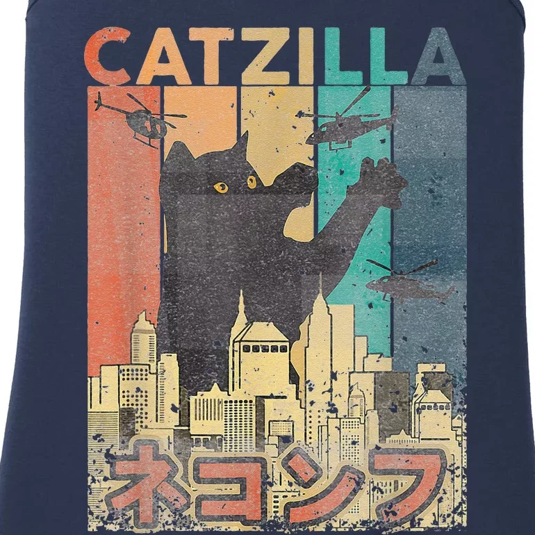 Catzilla Funny Cat Asian Design Fun Original Ladies Essential Tank