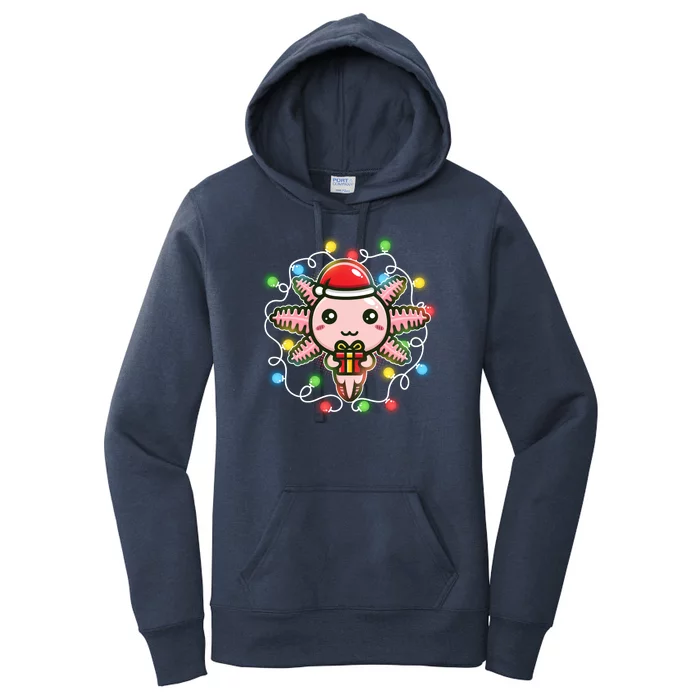 Cute Festive Christmas Santa Axolotl Women's Pullover Hoodie