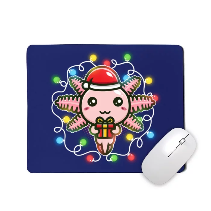 Cute Festive Christmas Santa Axolotl Mousepad