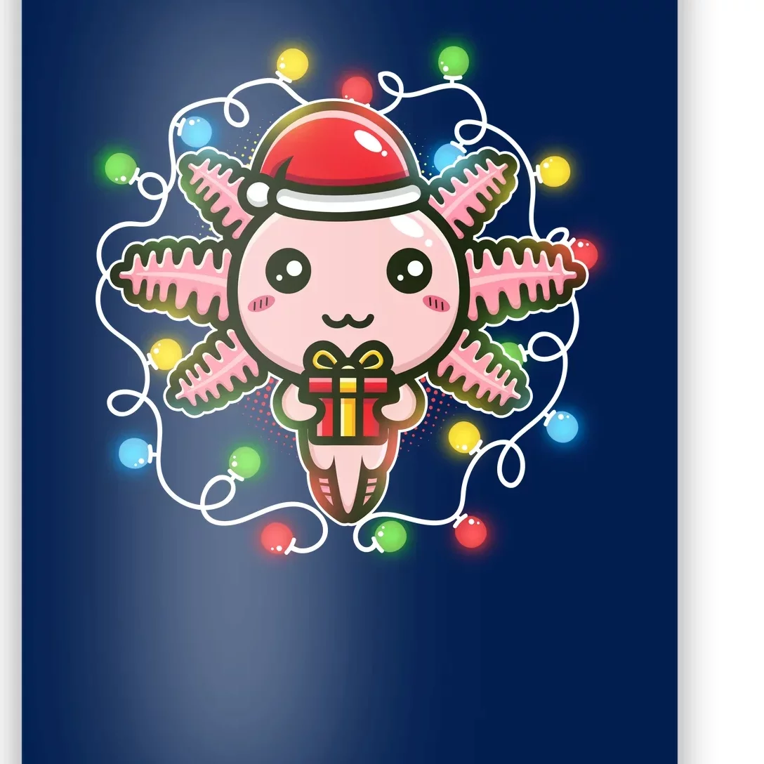 Cute Festive Christmas Santa Axolotl Poster