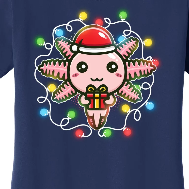 Cute Festive Christmas Santa Axolotl Women's T-Shirt