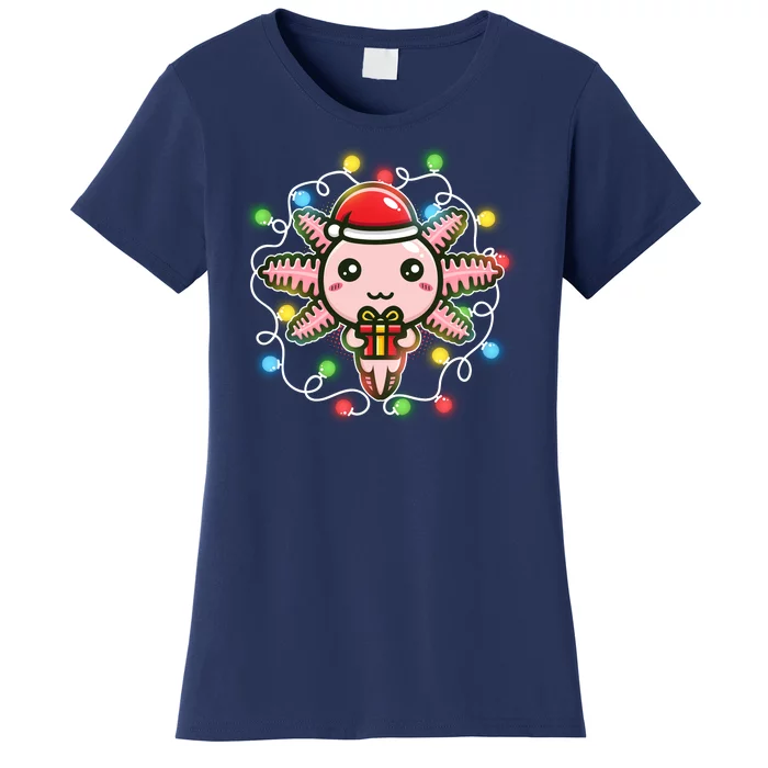 Cute Festive Christmas Santa Axolotl Women's T-Shirt