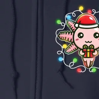 Cute Festive Christmas Santa Axolotl Full Zip Hoodie