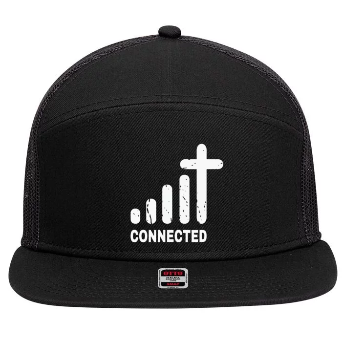 Connected Funny Christian Jesus Christ Bible Church Peace 7 Panel Mesh Trucker Snapback Hat