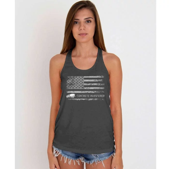 Concrete Finisher Concrete Whisperer American Flag Patriotic Women's Knotted Racerback Tank