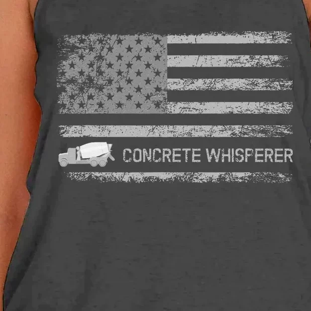 Concrete Finisher Concrete Whisperer American Flag Patriotic Women's Knotted Racerback Tank