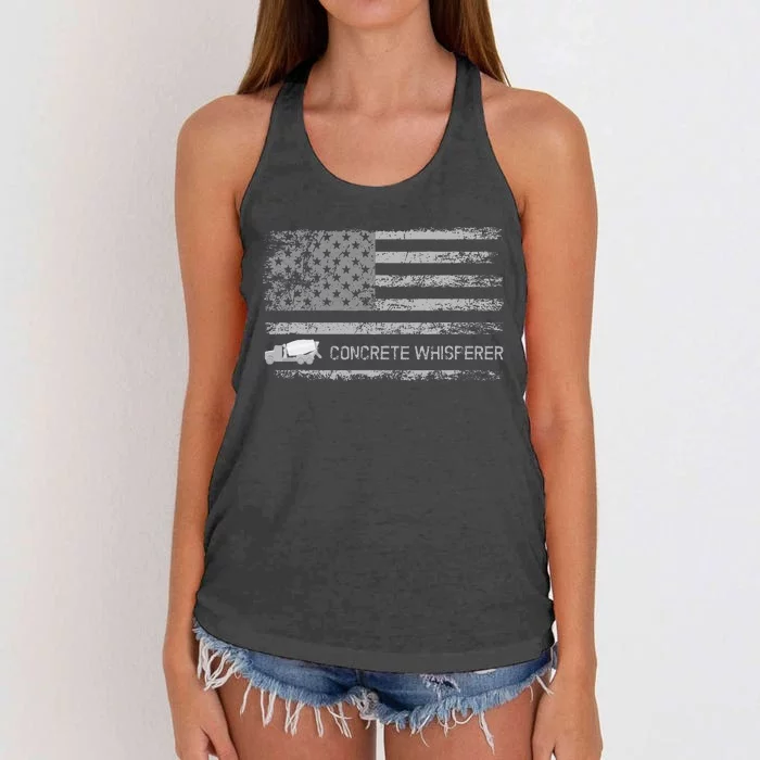 Concrete Finisher Concrete Whisperer American Flag Patriotic Women's Knotted Racerback Tank