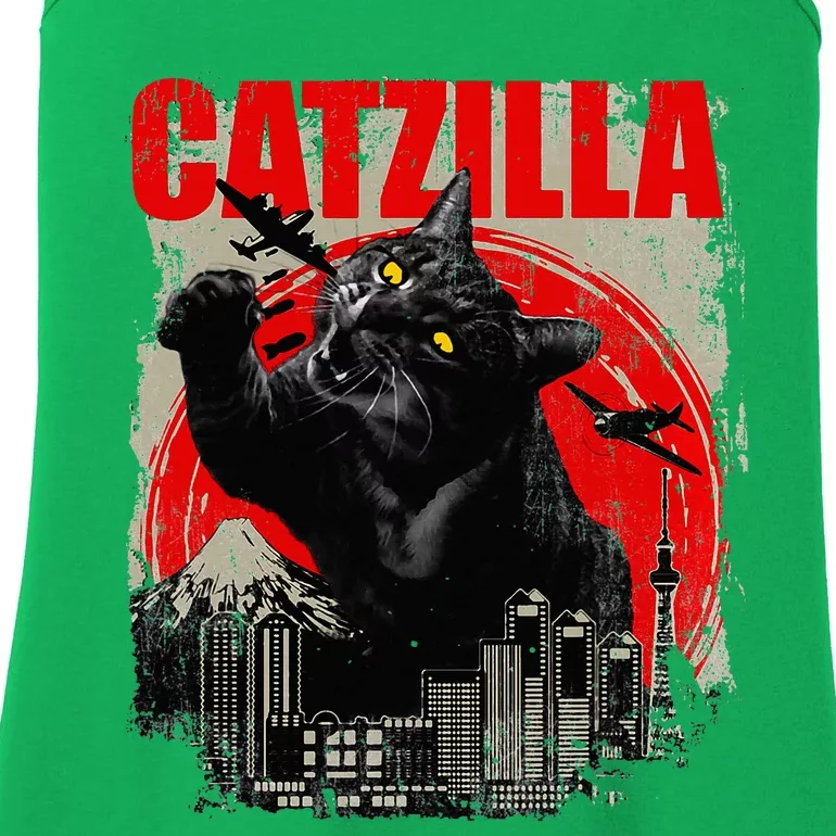 Catzilla Funny Cat Lover Kitten Kitty Small Ladies Essential Tank