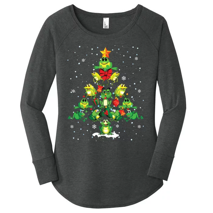 Cute Frog Christmas Tree Gift Decor Xmas Tree Women's Perfect Tri Tunic Long Sleeve Shirt