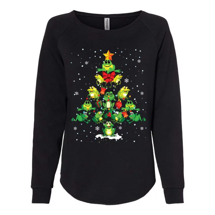 Cute Frog Christmas Tree Gift Decor Xmas Tree Womens California Wash Sweatshirt