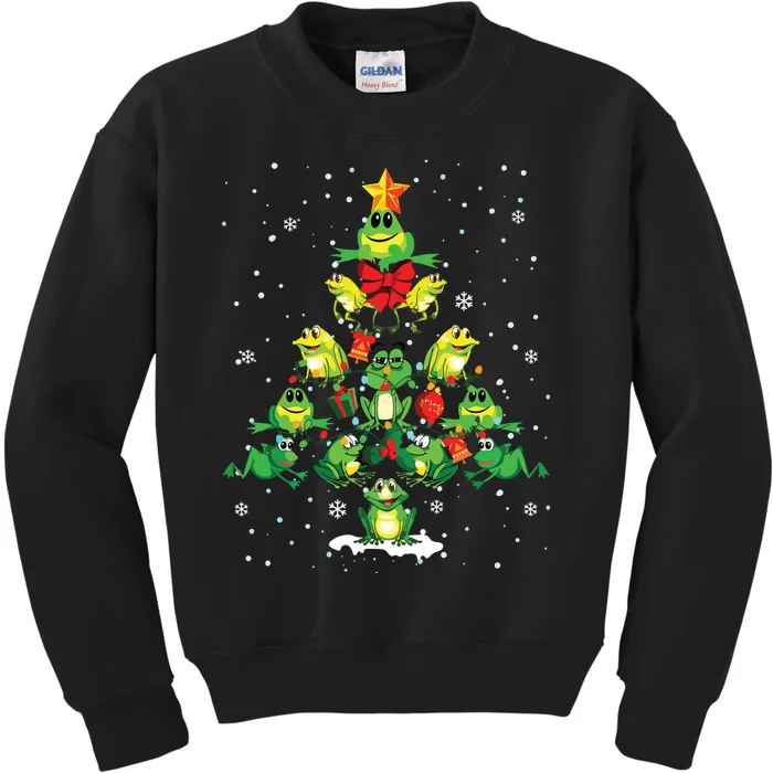 Cute Frog Christmas Tree Gift Decor Xmas Tree Kids Sweatshirt