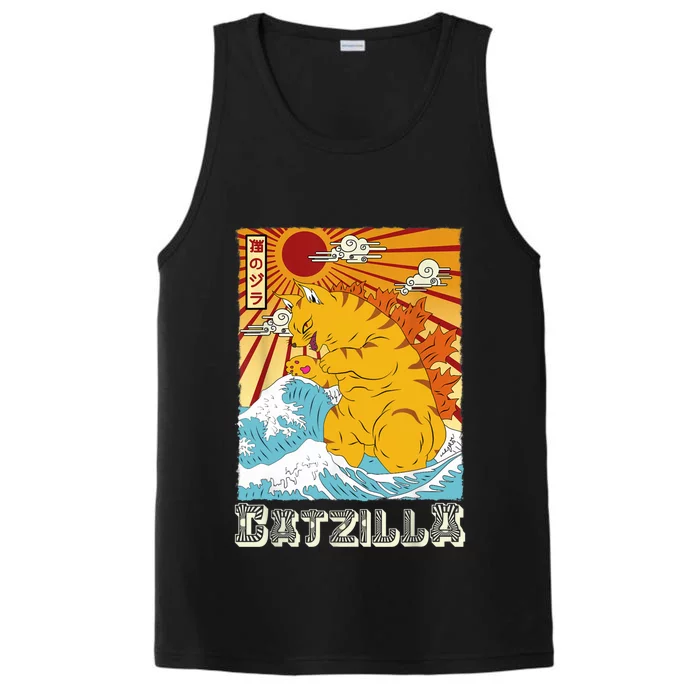 Catzilla Funny Cat Design, Funny Cat Cloth, Cat Lovers Performance Tank