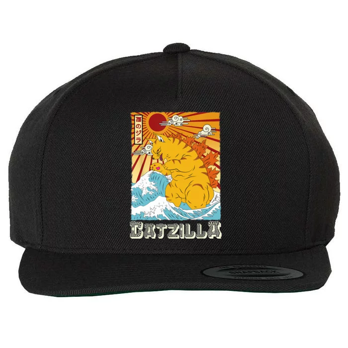 Catzilla Funny Cat Design, Funny Cat Cloth, Cat Lovers Wool Snapback Cap