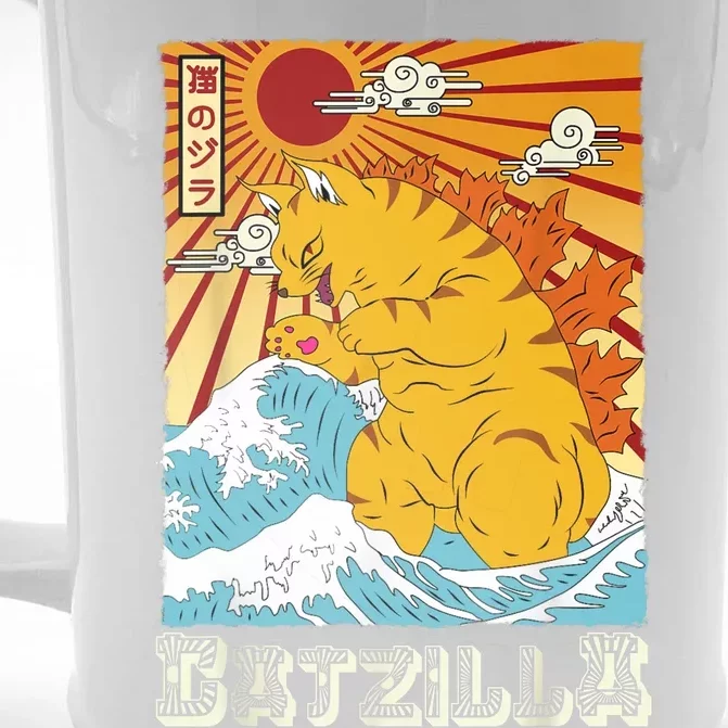 Catzilla Funny Cat Design, Funny Cat Cloth, Cat Lovers Front & Back Beer Stein