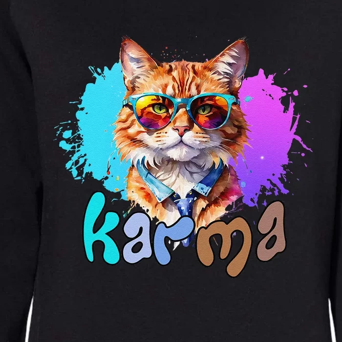 Cute Funny Cat Lover Heart Shape Karma Womens California Wash Sweatshirt