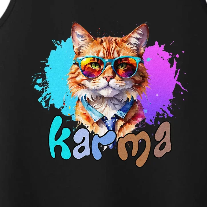 Cute Funny Cat Lover Heart Shape Karma Performance Tank