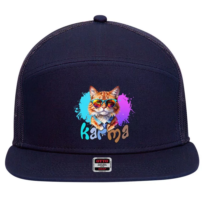 Cute Funny Cat Lover Heart Shape Karma 7 Panel Mesh Trucker Snapback Hat