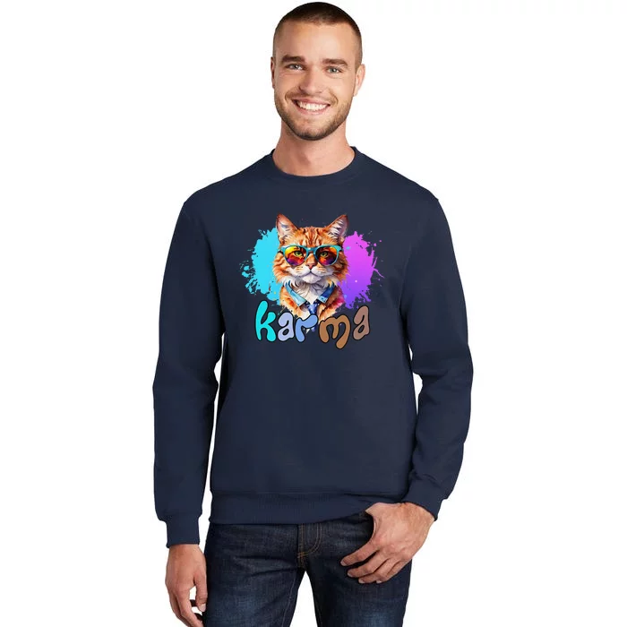 Cute Funny Cat Lover Heart Shape Karma Sweatshirt